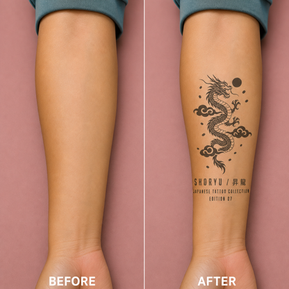 Rising Dragon Cloud Japanese Temporary Tattoo (Ink)