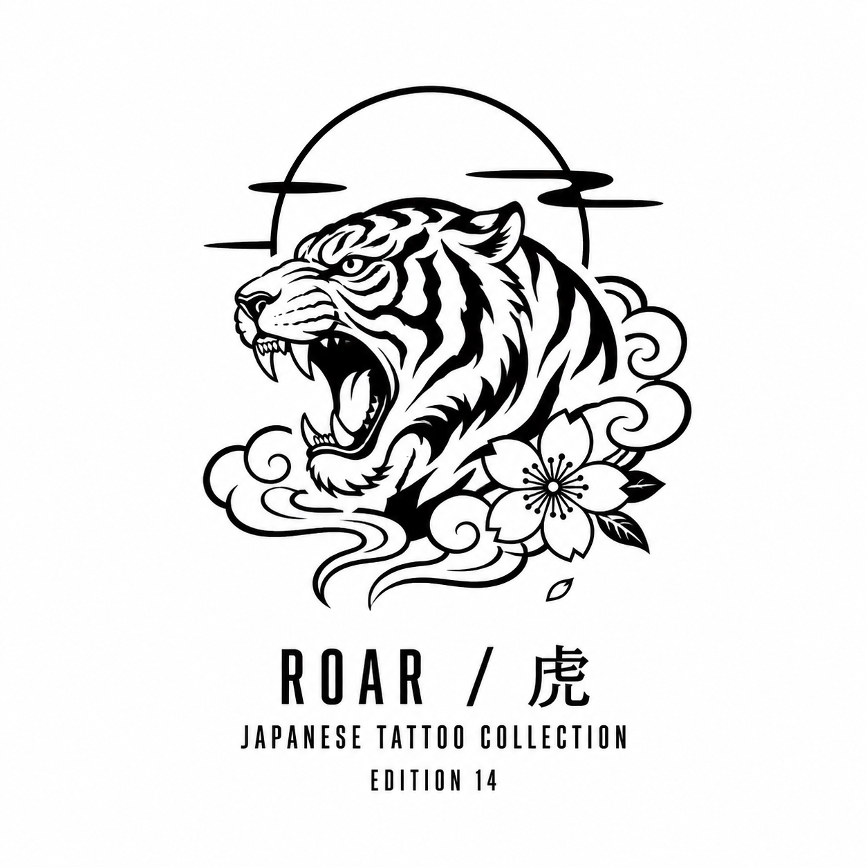 Japanese Roaring Tiger Cloud Temporary Tattoo