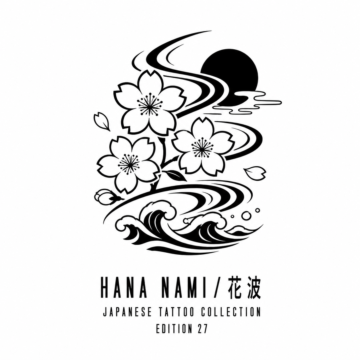 Japanese Sakura Wind Wave Temporary Tattoo