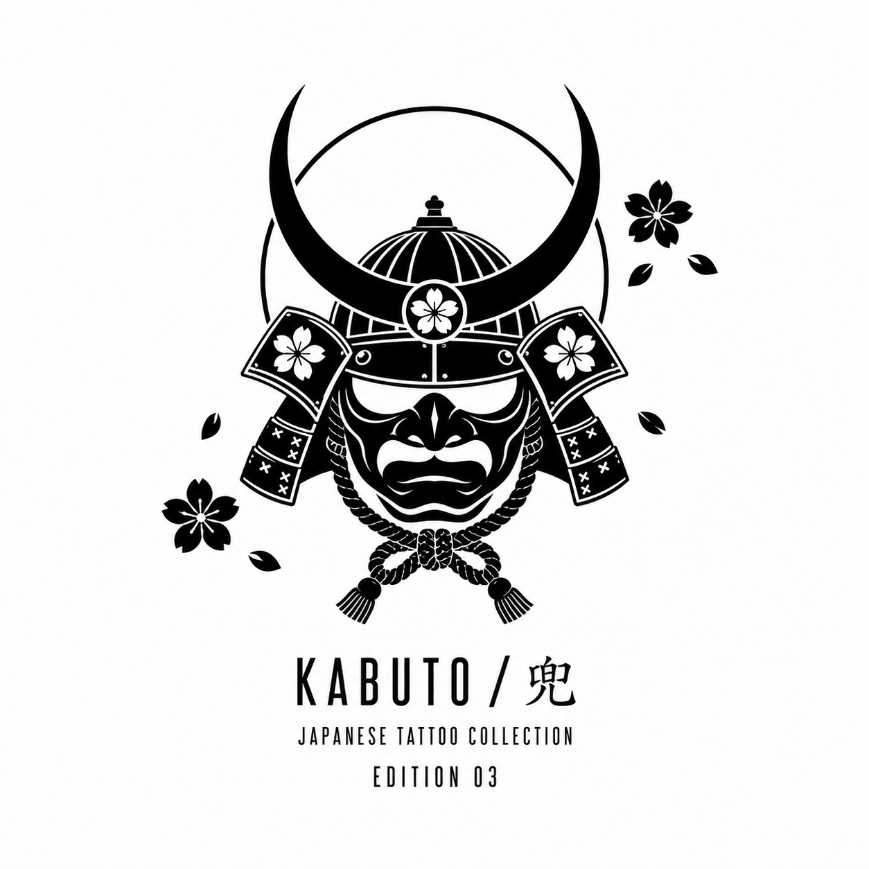 Japanese Samurai Kabuto with Sakura Temporary Tattoo