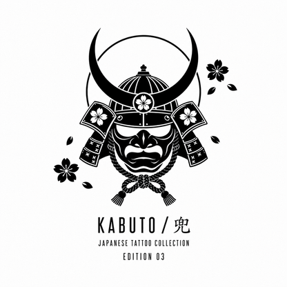 Japanese Samurai Kabuto with Sakura Temporary Tattoo