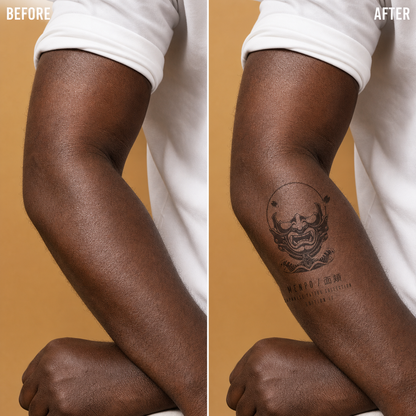 Japanese Samurai Mask Wave Temporary Tattoo