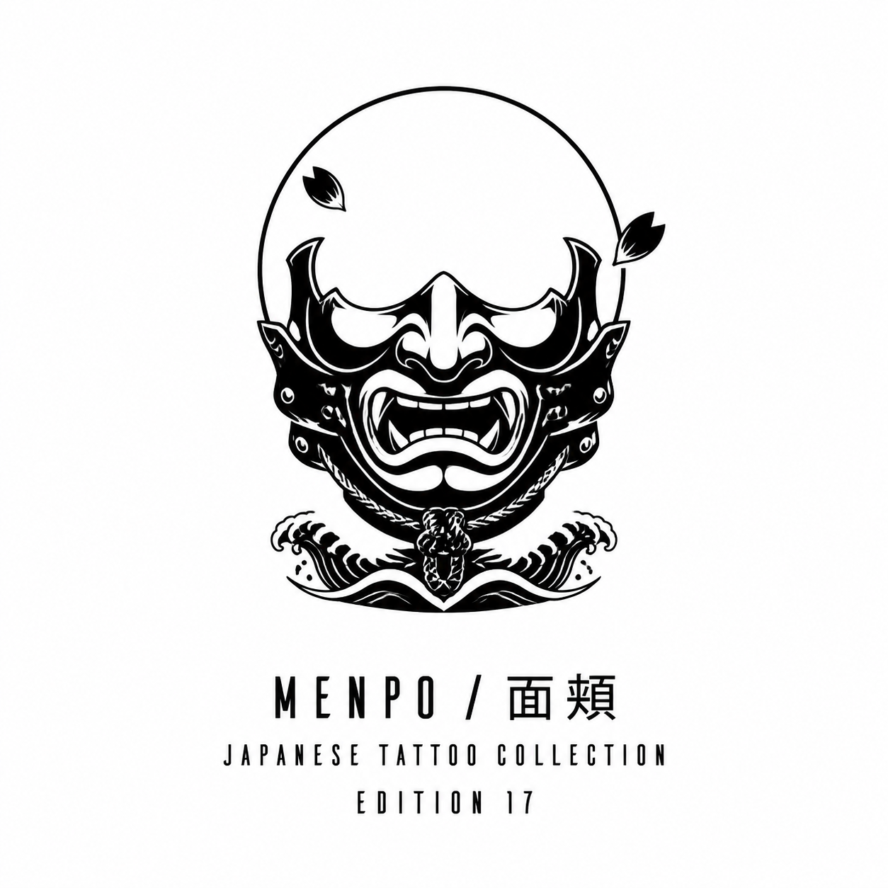 Japanese Samurai Mask Wave Temporary Tattoo