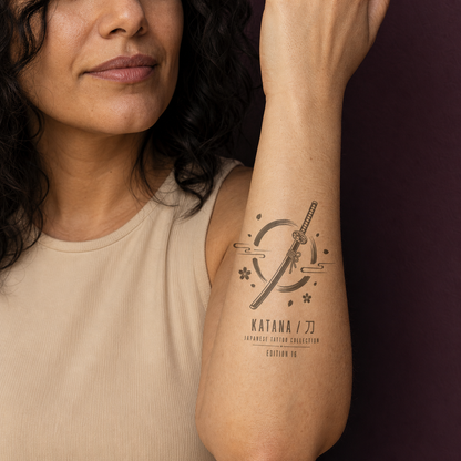 Japanese Samurai Sword Sakura Temporary Tattoo