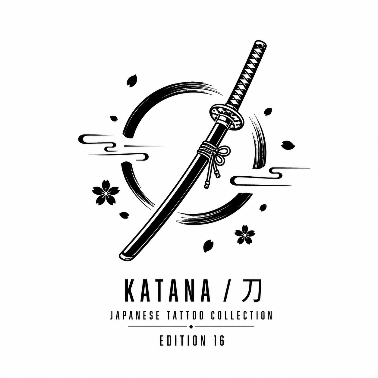 Japanese Samurai Sword Sakura Temporary Tattoo