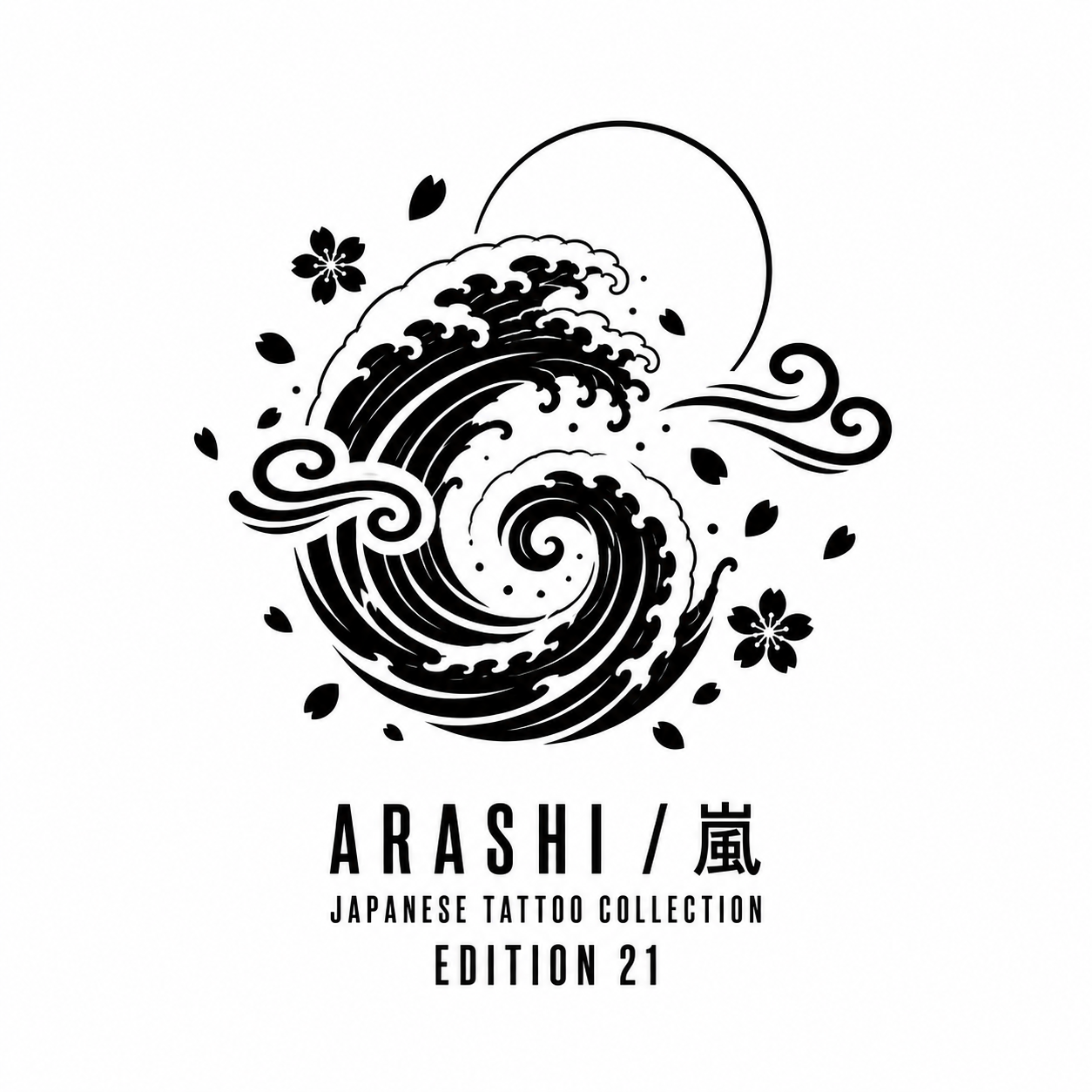 Japanese Storm Wave Sakura Temporary Tattoo