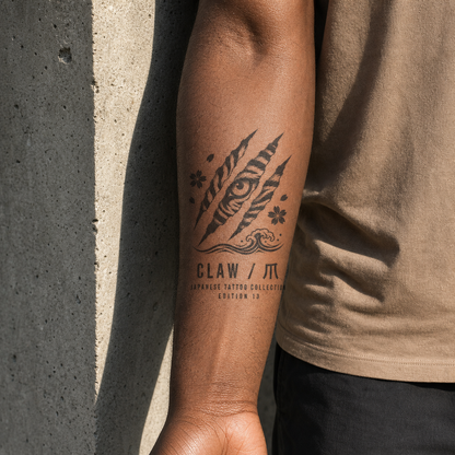 Japanese Tiger Claw Sakura Temporary Tattoo