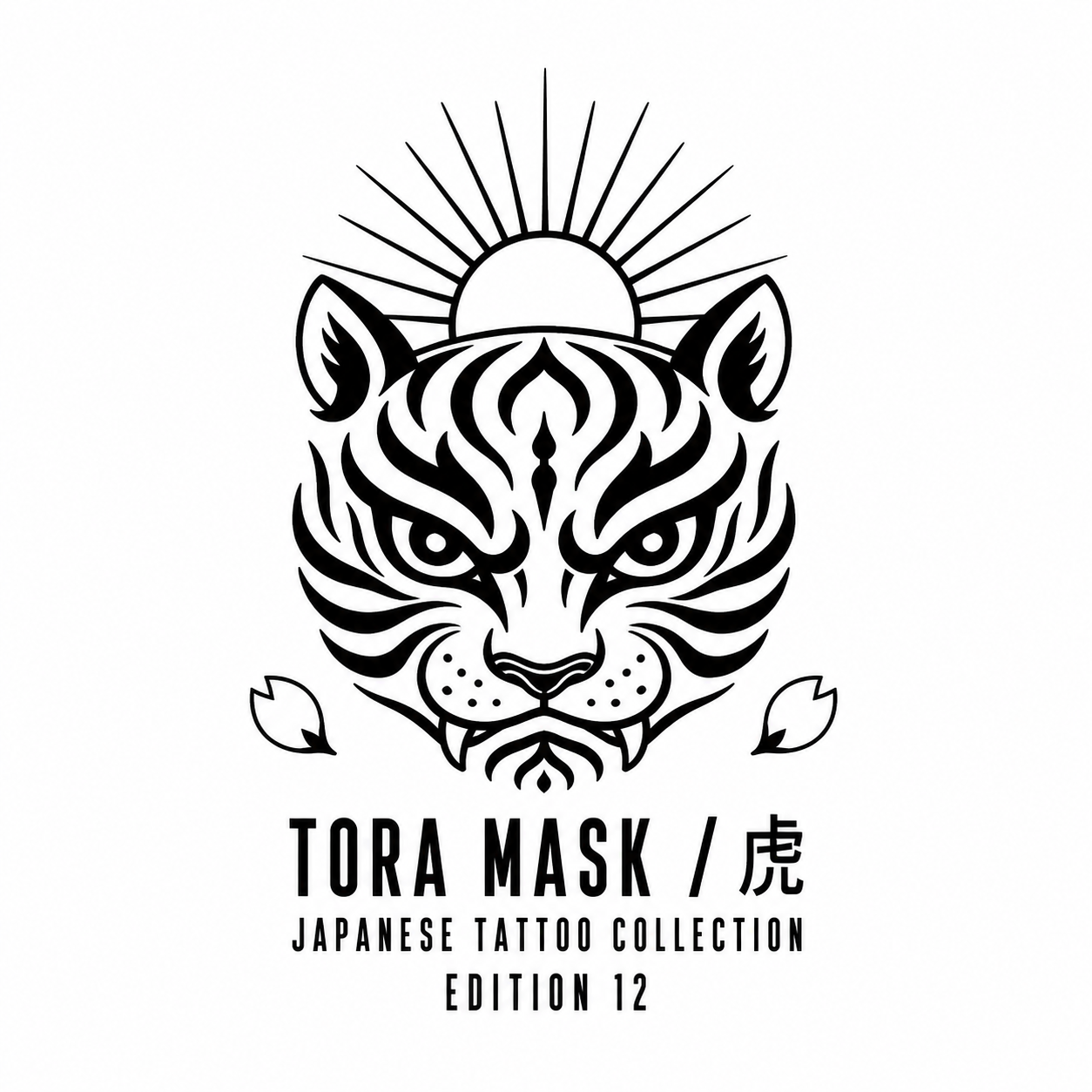 Japanese Tiger Mask Sun Temporary Tattoo
