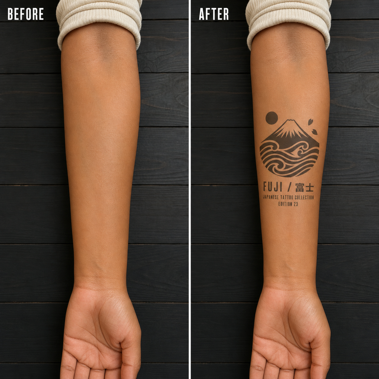 Ukiyo-e Fuji Wave Temporary Tattoo