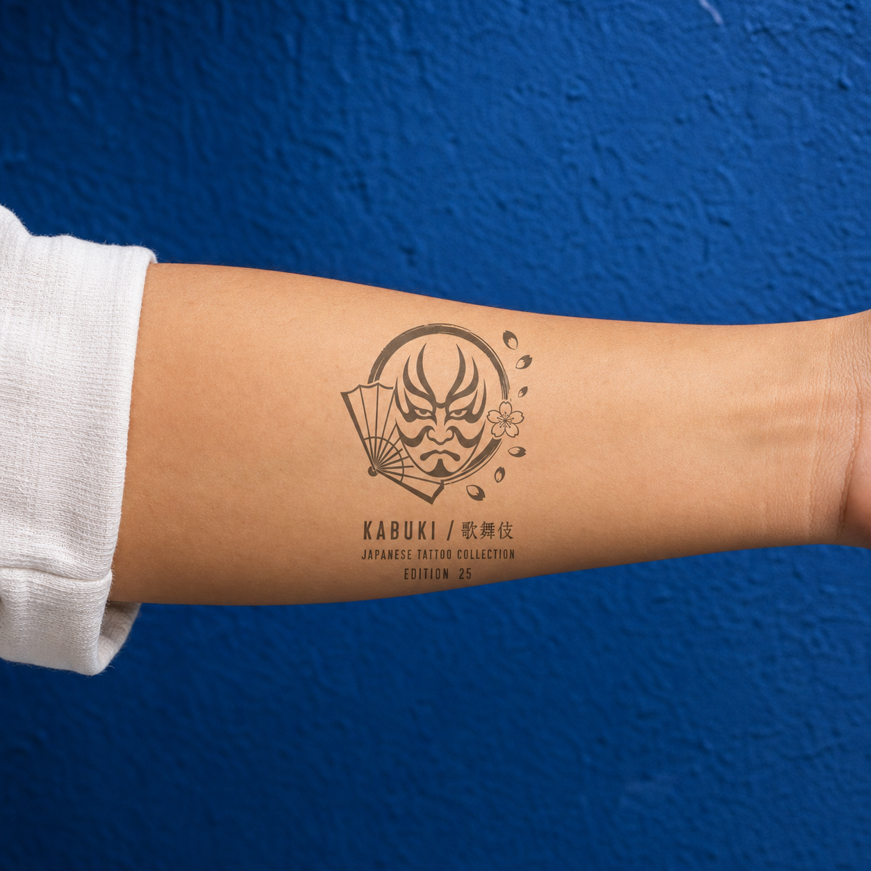 Japanese Ukiyo-e Kabuki Mask Temporary Tattoo