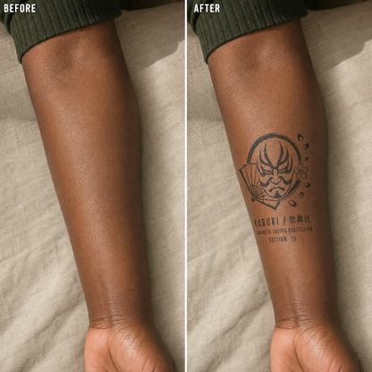 Japanese Ukiyo-e Kabuki Mask Temporary Tattoo
