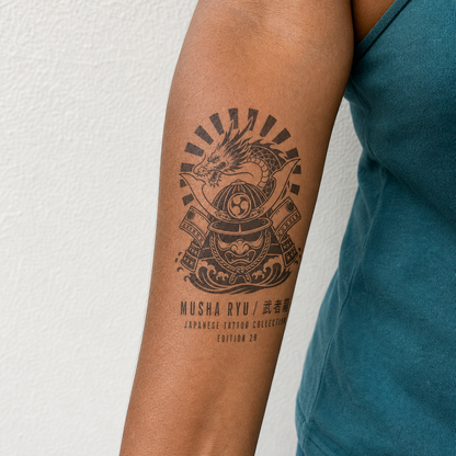 Japanese Warrior Dragon Crest Temporary Tattoo