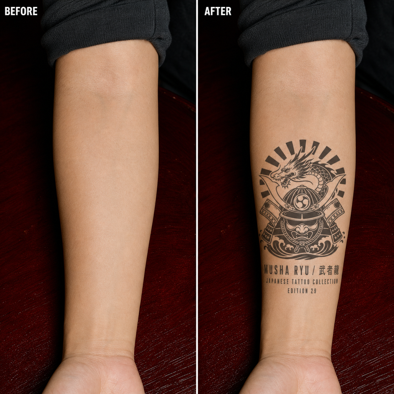 Japanese Warrior Dragon Crest Temporary Tattoo