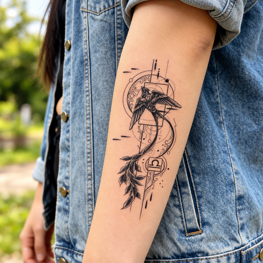 Libra Bird Moon Temporary Tattoo