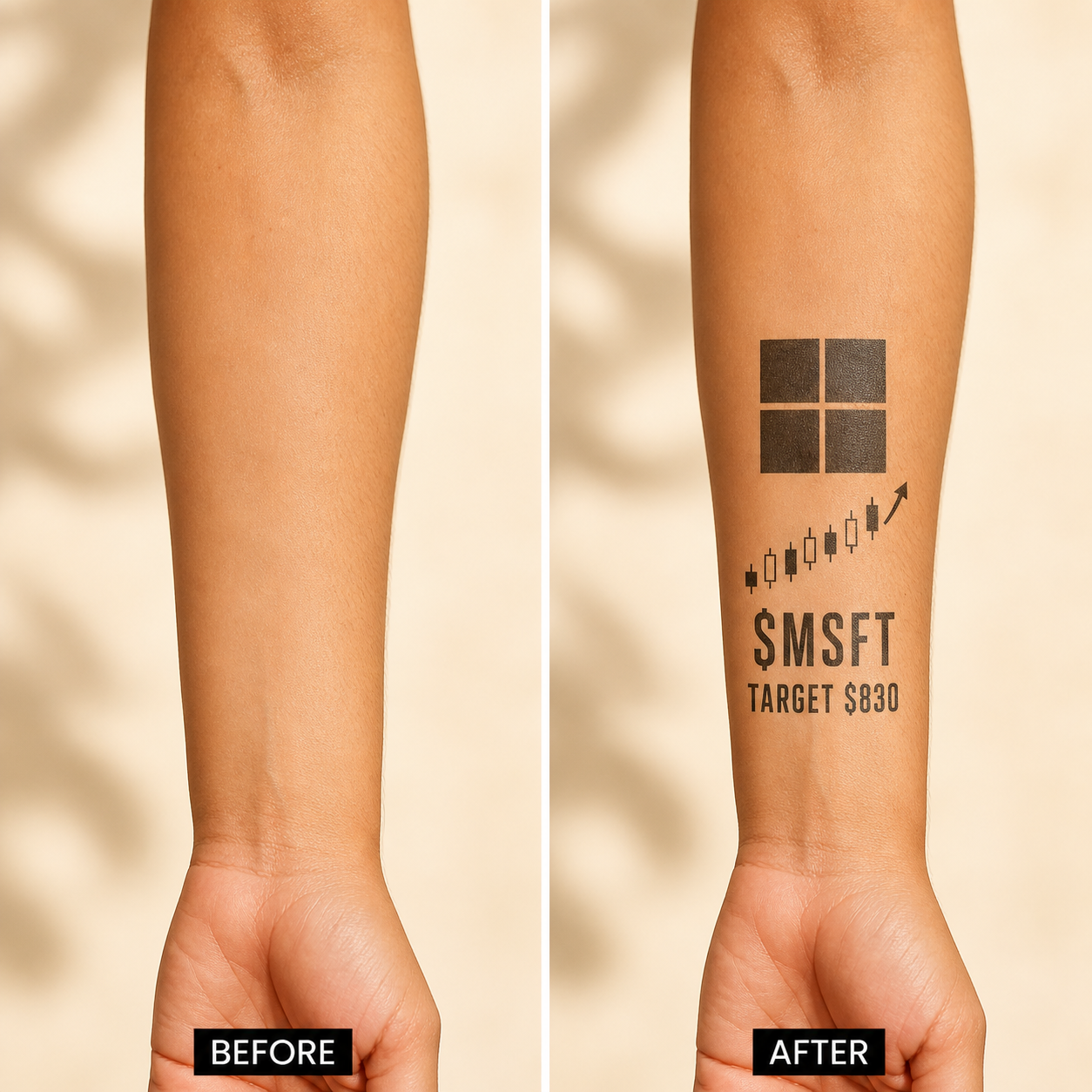 Microsoft MSFT Investor Temporary Tattoo – Stock Market Fan Gear