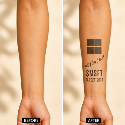 Microsoft MSFT Investor Temporary Tattoo – Stock Market Fan Gear