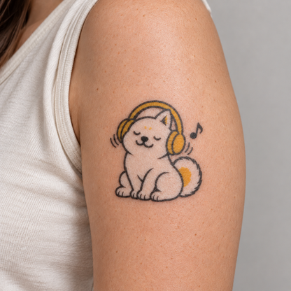 Music Shiba Inu Temporary Tattoo