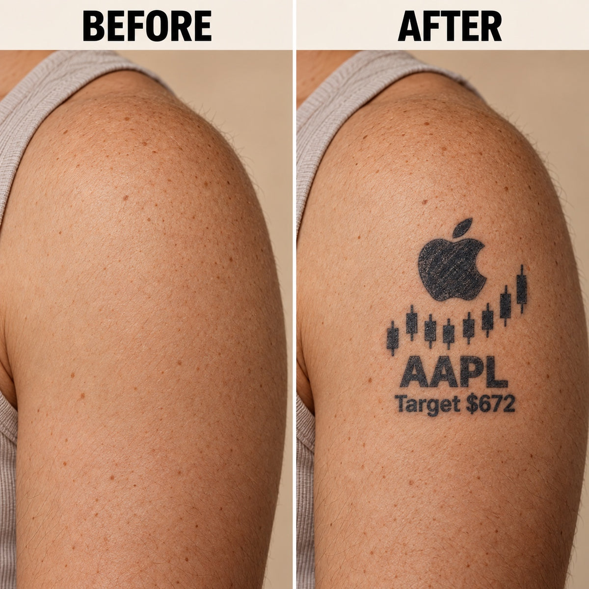 Nasdaq 100 Top 20 AAPL Blackwork Graphic Temporary Tattoo