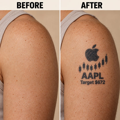 Nasdaq 100 Top 20 AAPL Blackwork Graphic Temporary Tattoo