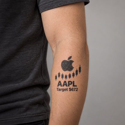 Nasdaq 100 Top 20 AAPL Blackwork Graphic Temporary Tattoo