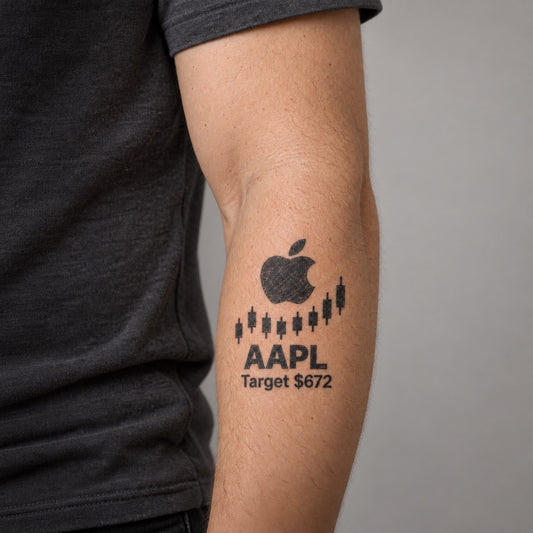 Nasdaq 100 Top 20 AAPL Blackwork Graphic Temporary Tattoo