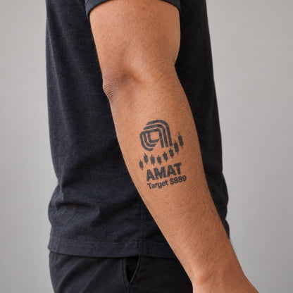 nasdaq 100 top 20 amat blackwork graphic Temporary Tattoo