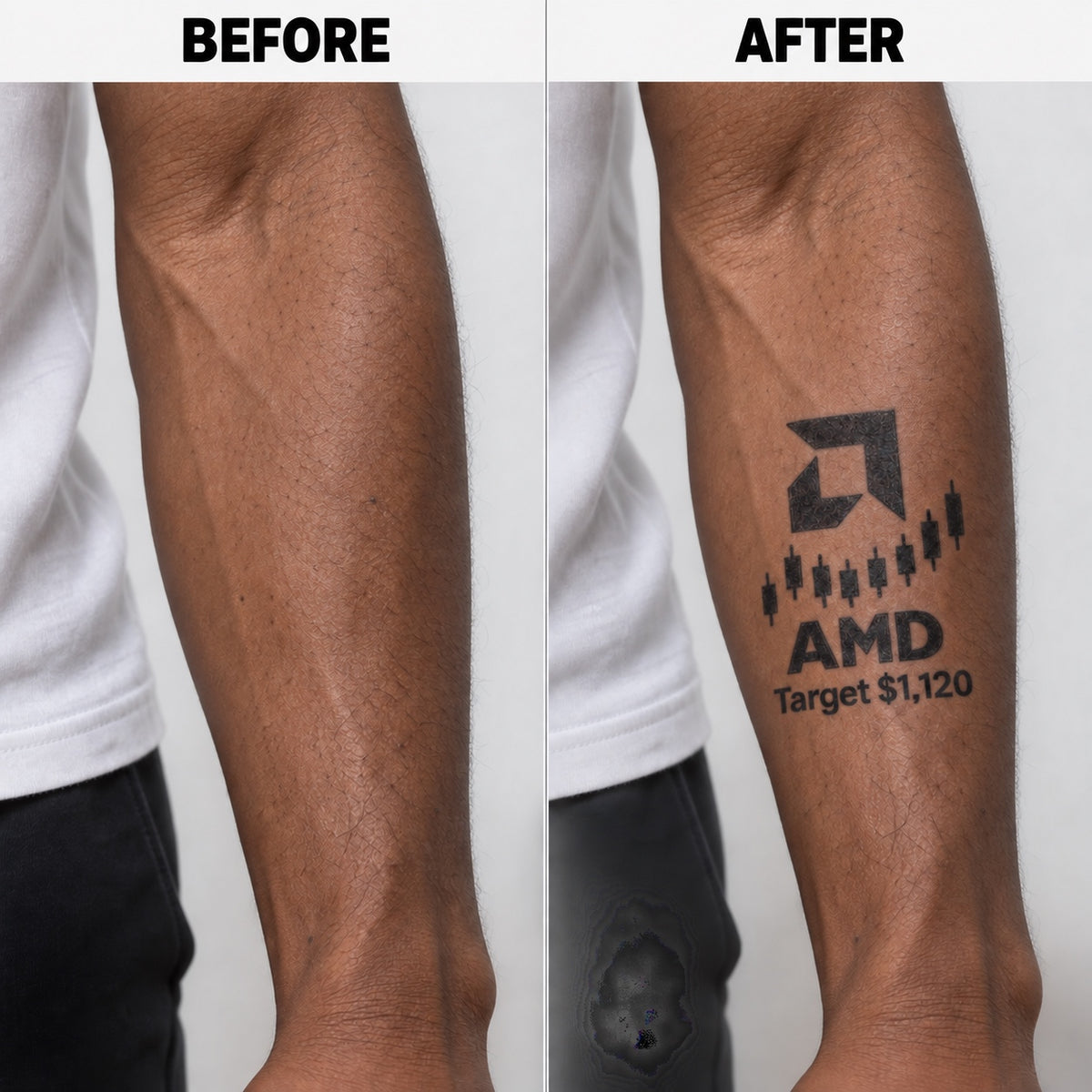 nasdaq 100 top 20 amd blackwork graphic Temporary Tattoo