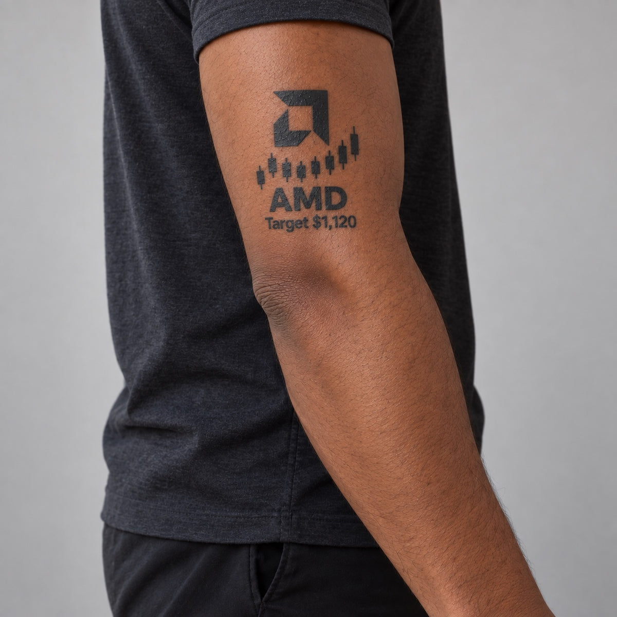 nasdaq 100 top 20 amd blackwork graphic Temporary Tattoo