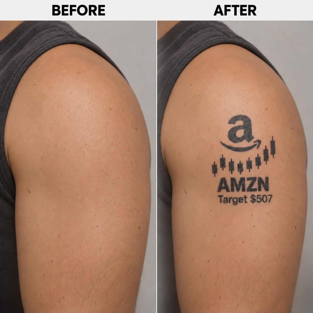 nasdaq 100 top 20 amzn blackwork graphic Temporary Tattoo