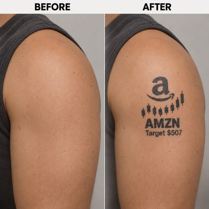 nasdaq 100 top 20 amzn blackwork graphic Temporary Tattoo