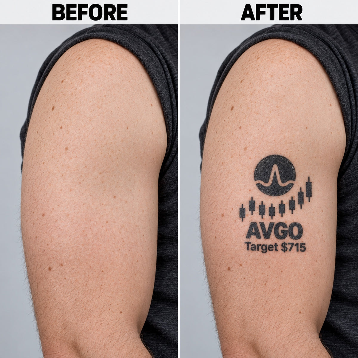 nasdaq 100 top 20 avgo blackwork graphic Temporary Tattoo