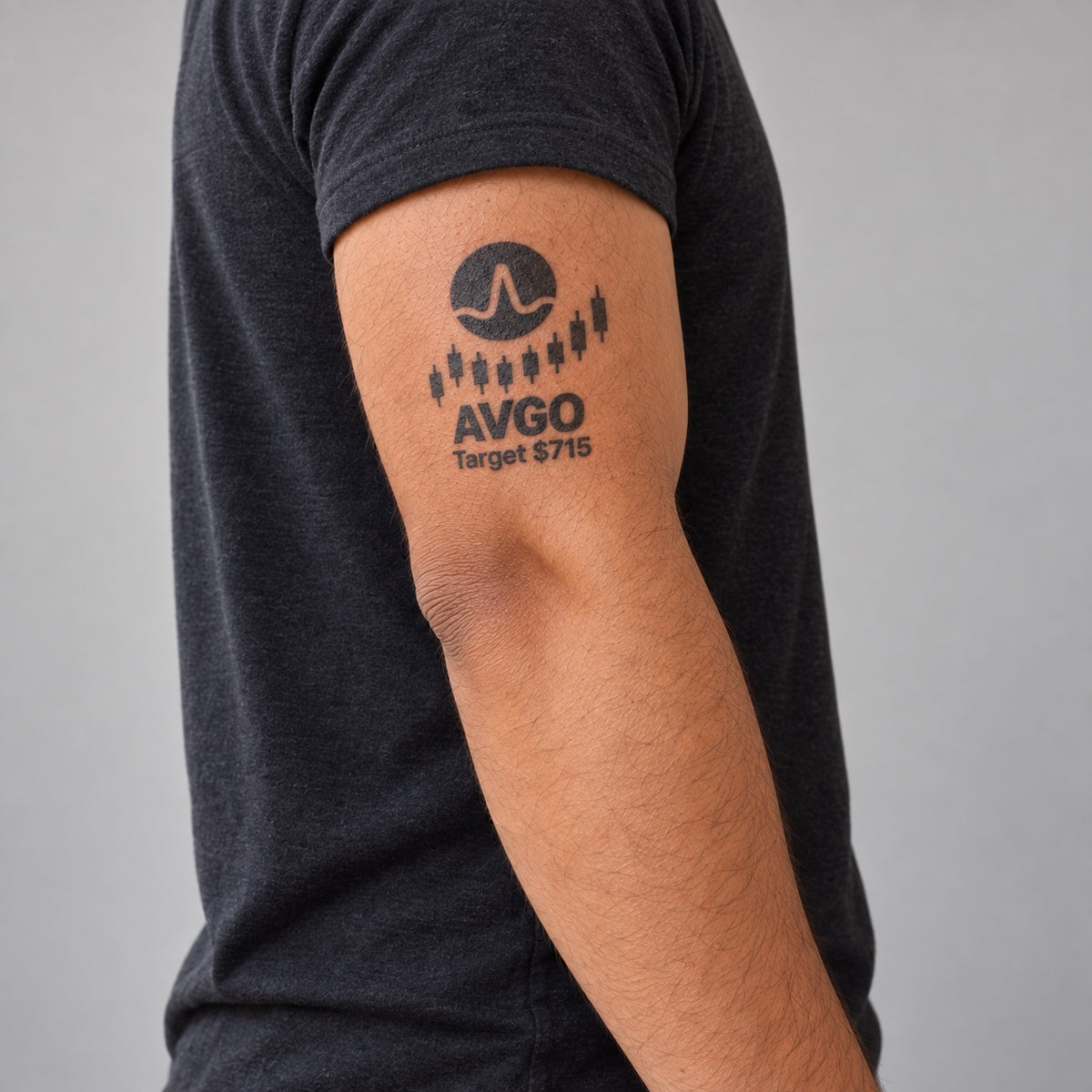 nasdaq 100 top 20 avgo blackwork graphic Temporary Tattoo