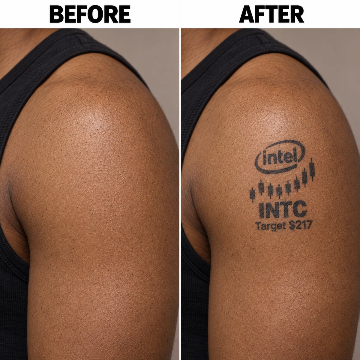 nasdaq 100 top 20 intc blackwork graphic Temporary Tattoo