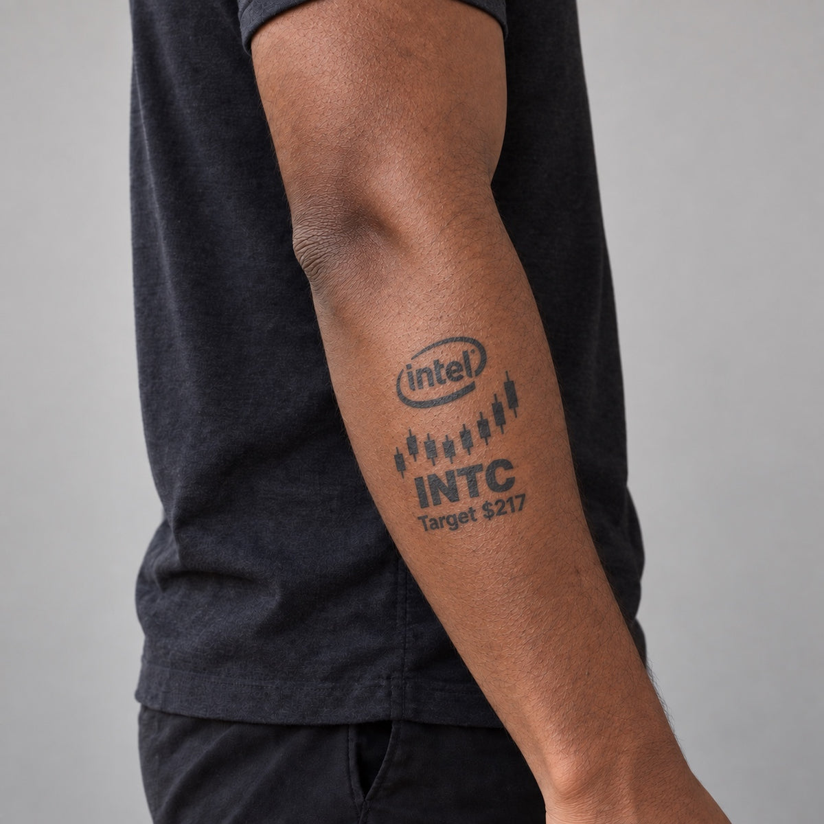 nasdaq 100 top 20 intc blackwork graphic Temporary Tattoo