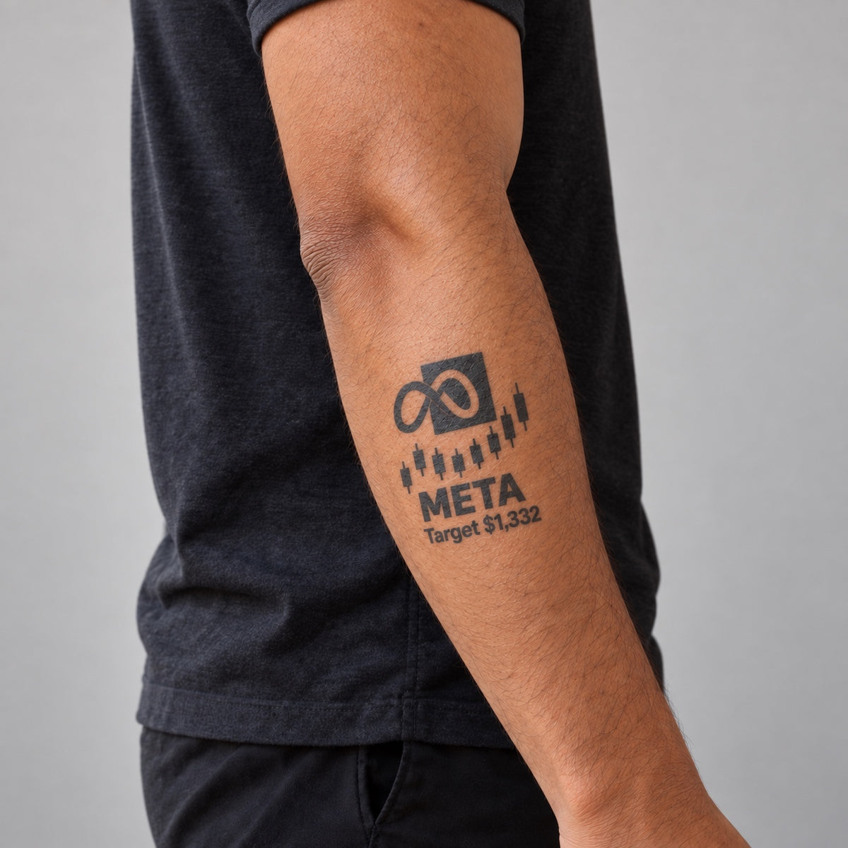 nasdaq 100 top 20 meta blackwork graphic Temporary Tattoo