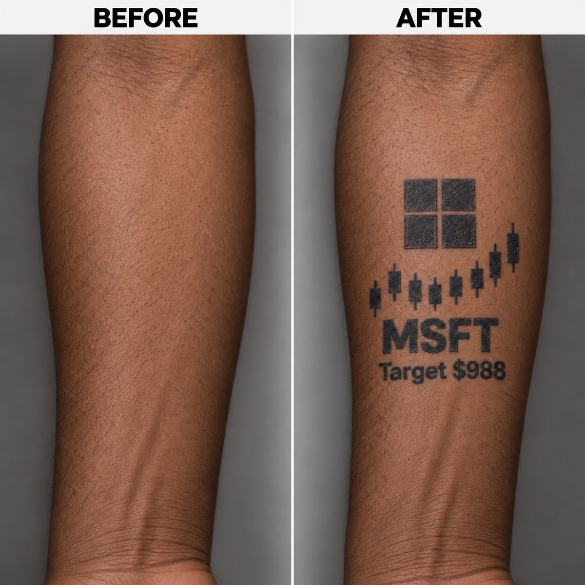 nasdaq 100 top 20 msft blackwork graphic Temporary Tattoo
