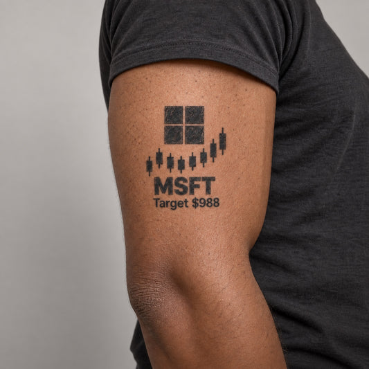nasdaq 100 top 20 msft blackwork graphic Temporary Tattoo