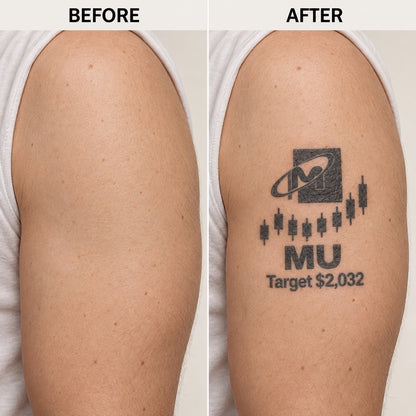 nasdaq 100 top 20 mu blackwork graphic Temporary Tattoo