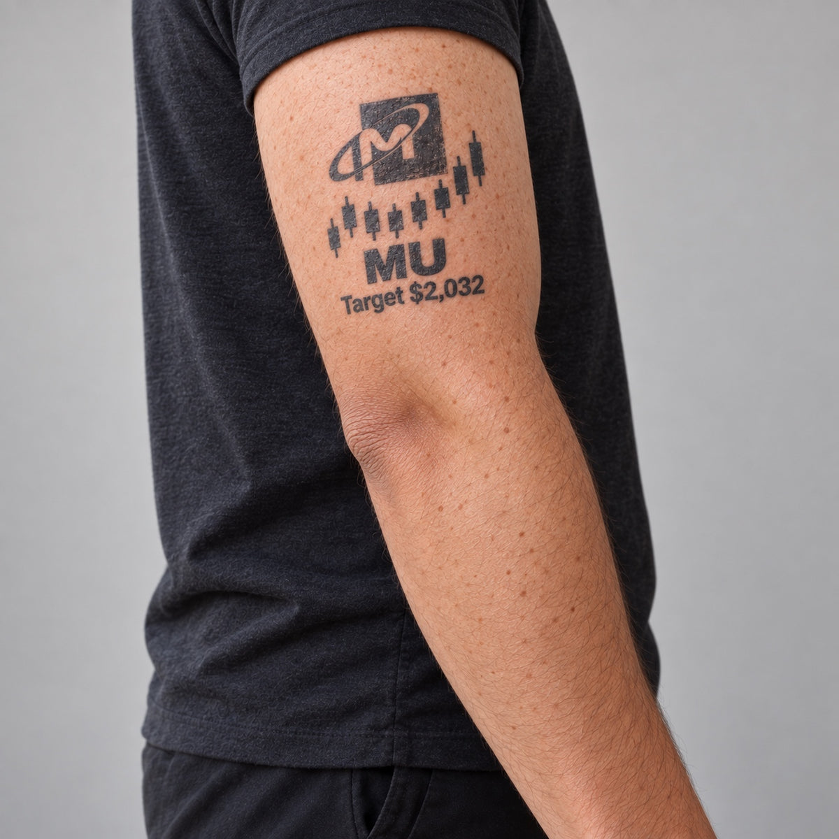 nasdaq 100 top 20 mu blackwork graphic Temporary Tattoo