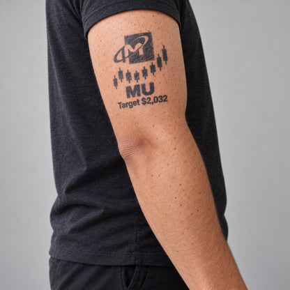 nasdaq 100 top 20 mu blackwork graphic Temporary Tattoo