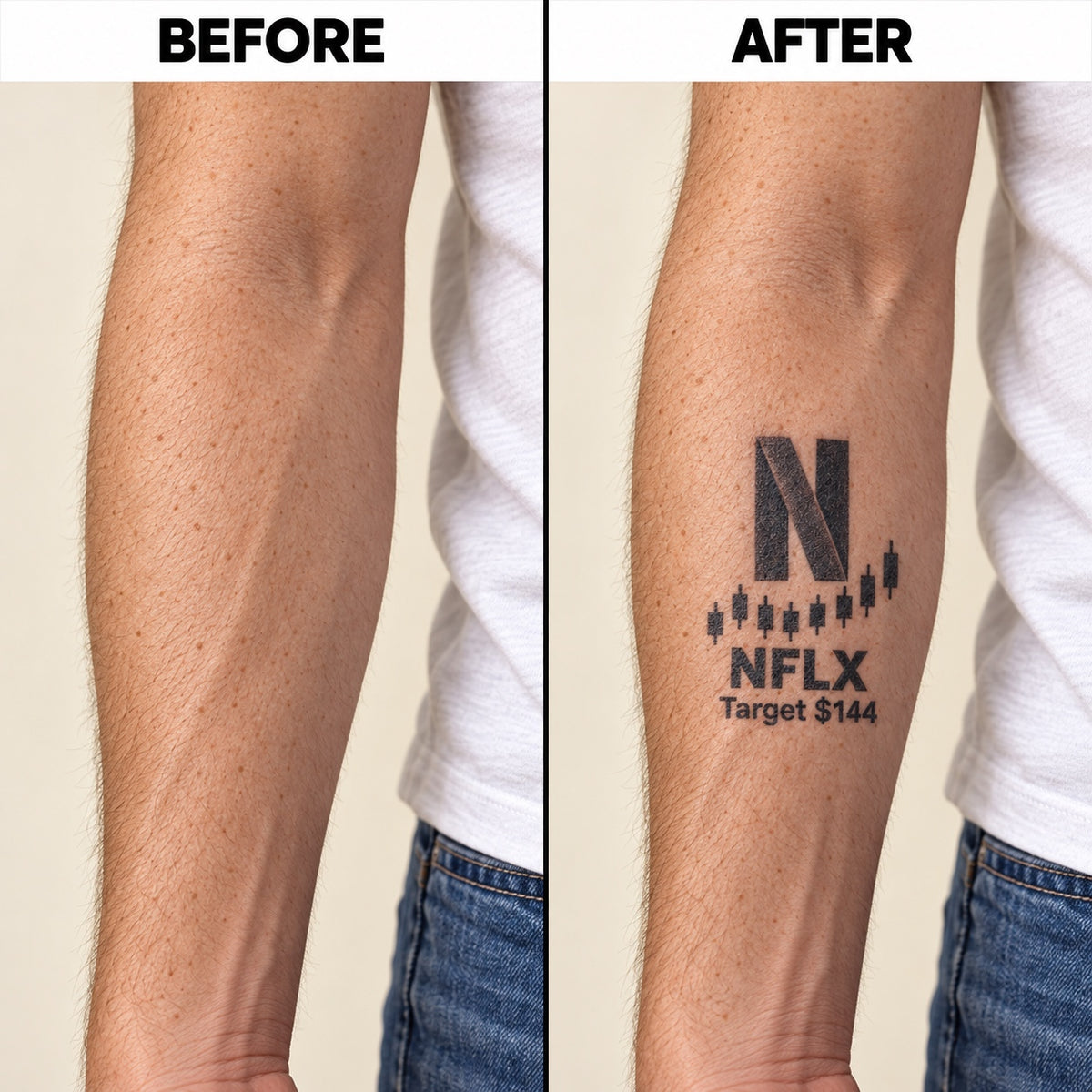 nasdaq 100 top 20 nflx blackwork graphic Temporary Tattoo