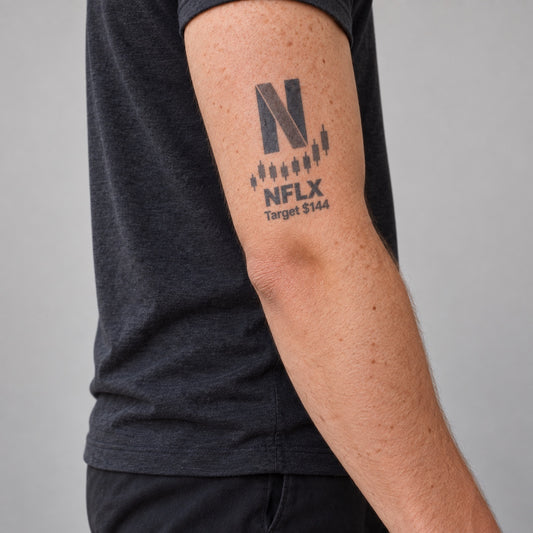 nasdaq 100 top 20 nflx blackwork graphic Temporary Tattoo