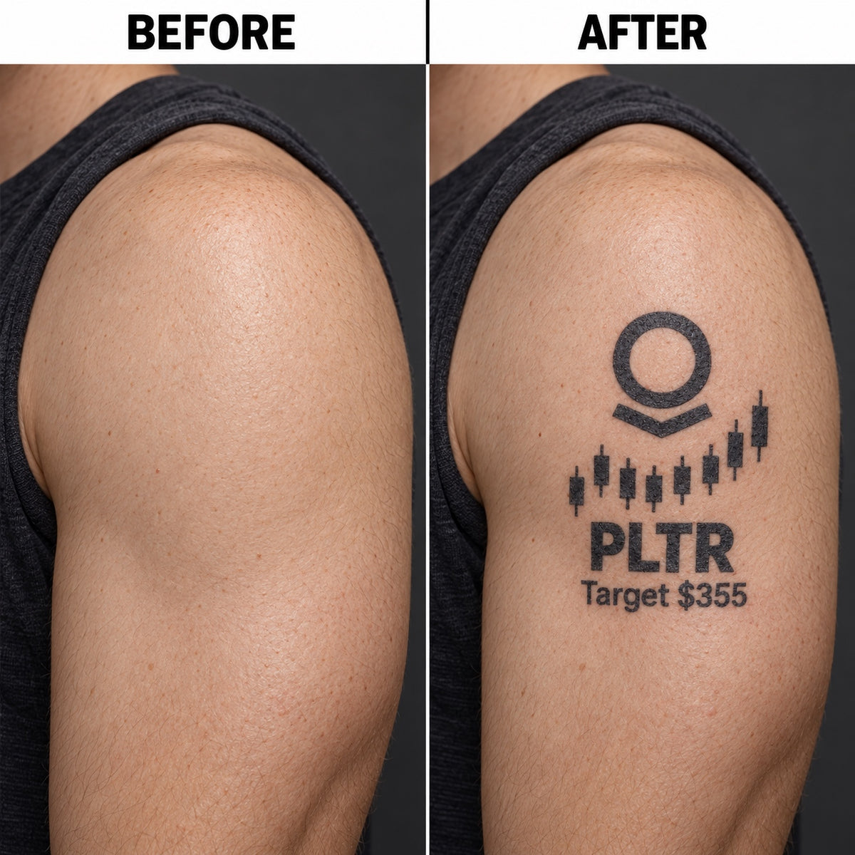 nasdaq 100 top 20 pltr blackwork graphic Temporary Tattoo