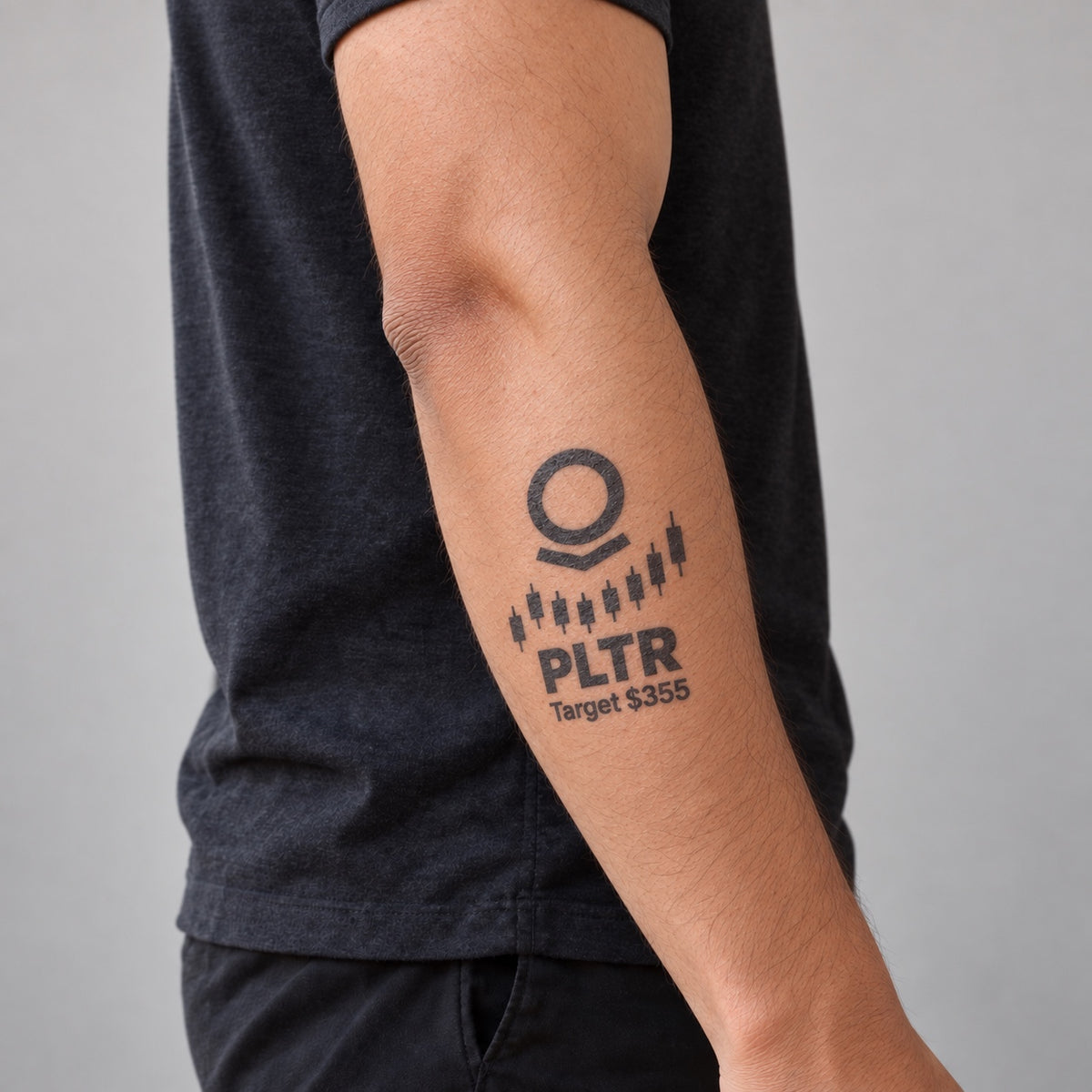 nasdaq 100 top 20 pltr blackwork graphic Temporary Tattoo