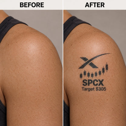 nasdaq 100 top 20 spcx blackwork graphic Temporary Tattoo