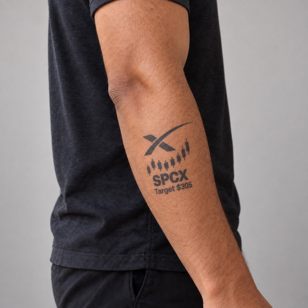 nasdaq 100 top 20 spcx blackwork graphic Temporary Tattoo