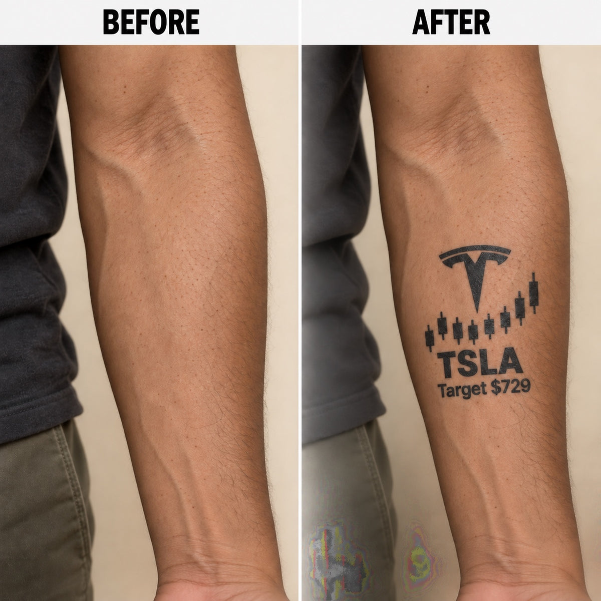 nasdaq 100 top 20 tsla blackwork graphic Temporary Tattoo