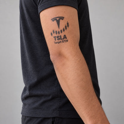 nasdaq 100 top 20 tsla blackwork graphic Temporary Tattoo