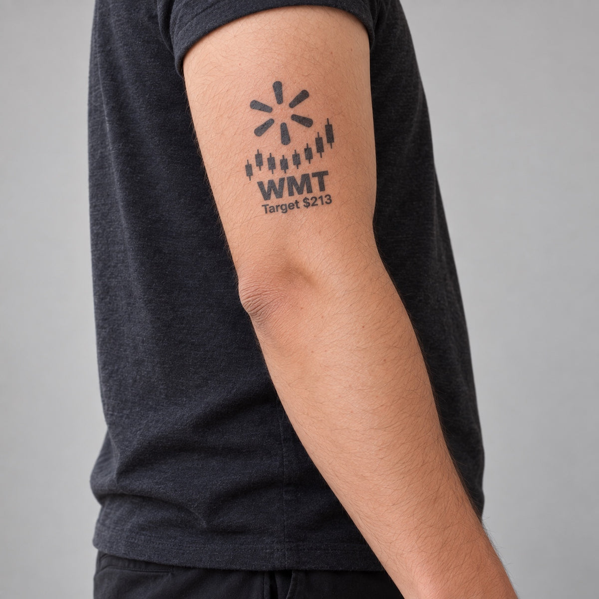 nasdaq 100 top 20 wmt blackwork graphic Temporary Tattoo