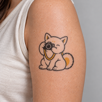 Photographer Shiba Inu Temporary Tattoo